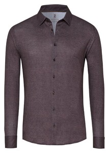 Desoto Casual Kent Twill Pattern Mélange Overhemd Chocolate