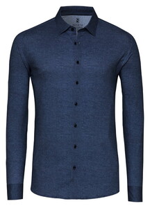 Desoto Casual Kent Twill Pattern Mélange Overhemd Navy