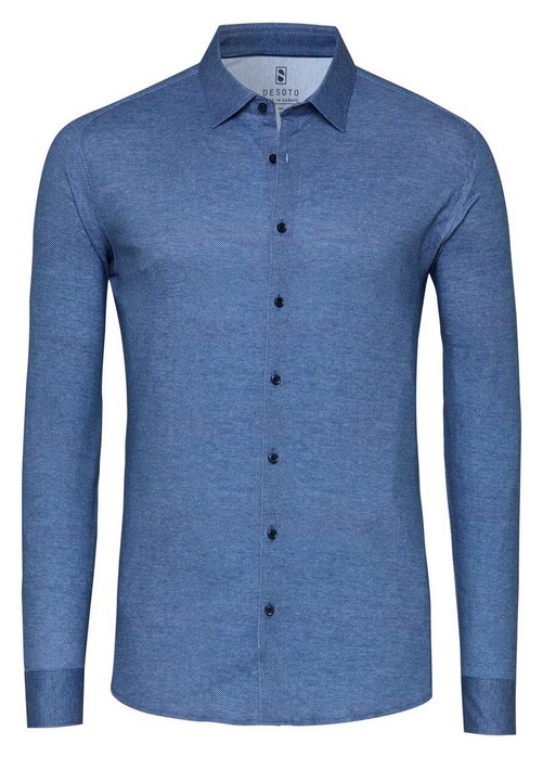 Desoto Casual Kent Twill Pattern Mélange Shirt Blue