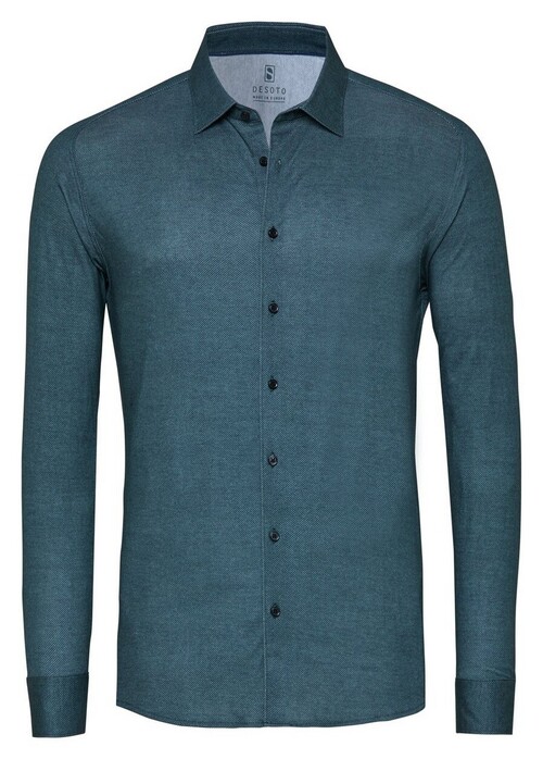 Desoto Casual Kent Twill Pattern Mélange Shirt Green