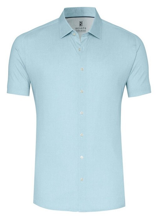 Desoto Casual Kent Uni Color Oxford Short Sleeve Shirt Aqua