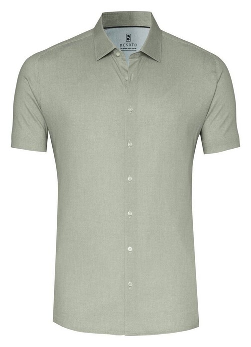 Desoto Casual Kent Uni Color Oxford Short Sleeve Shirt Green