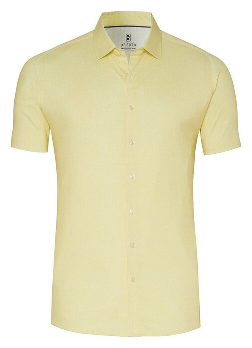 Desoto Casual Kent Uni Color Oxford Short Sleeve Shirt Yellow