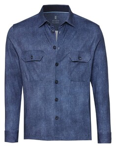 Desoto Casual Overshirt Denim Texture Donker Blauw