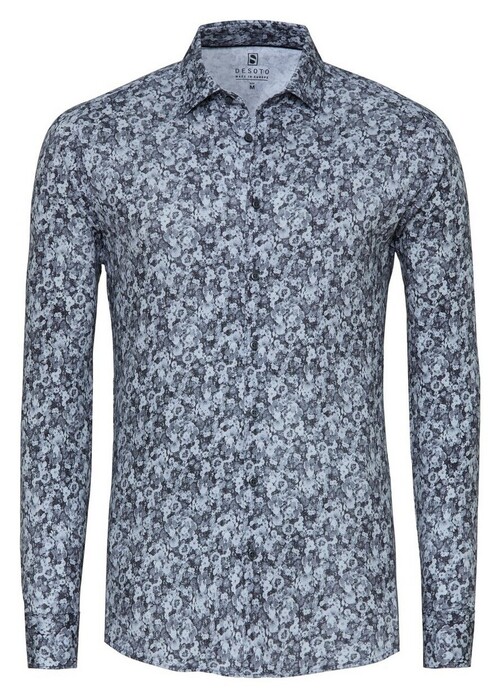 Desoto Denim Flowers Fantasy Pattern Overhemd Grijs