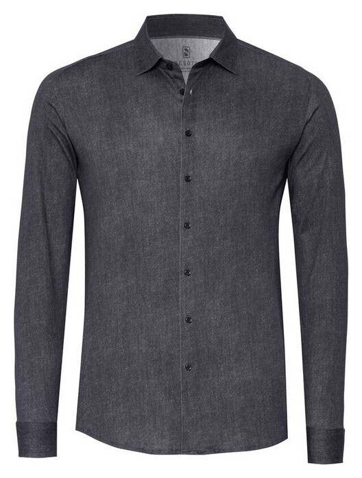 Desoto Denim Look Casual Kent Overhemd Donker Grijs