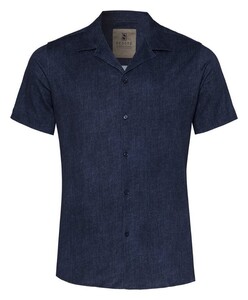 Desoto Denim Look Lido Short Sleeve Overhemd Donker Blauw