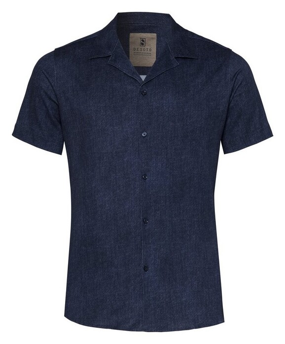 Desoto Denim Look Lido Short Sleeve Overhemd Donker Blauw