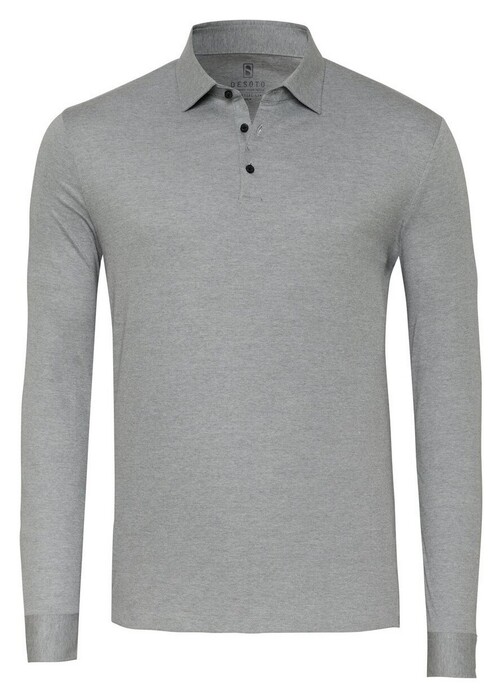 Desoto Essential Kent Long Sleeve Polo Licht Grijs
