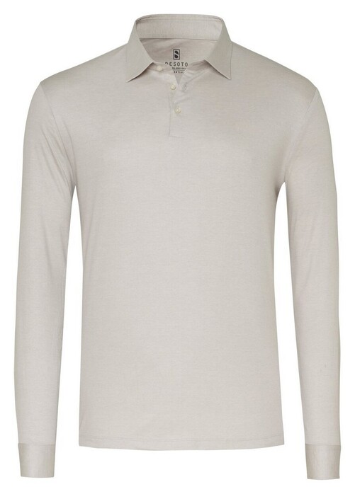 Desoto Essential Kent Long Sleeve Poloshirt Light Stone