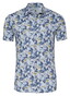 Desoto Fantasy Floral Pattern Short Sleeve Overhemd Blauw-Geel