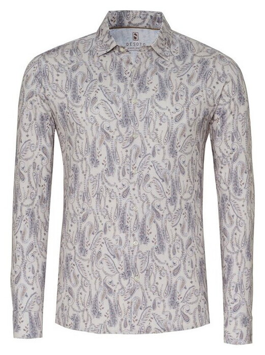 Desoto Fantasy Paisley Corduroy Casual Kent Overhemd Zandsteen