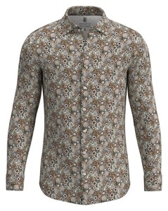 Desoto Fantasy Watercolor Flowers Shirt Brown