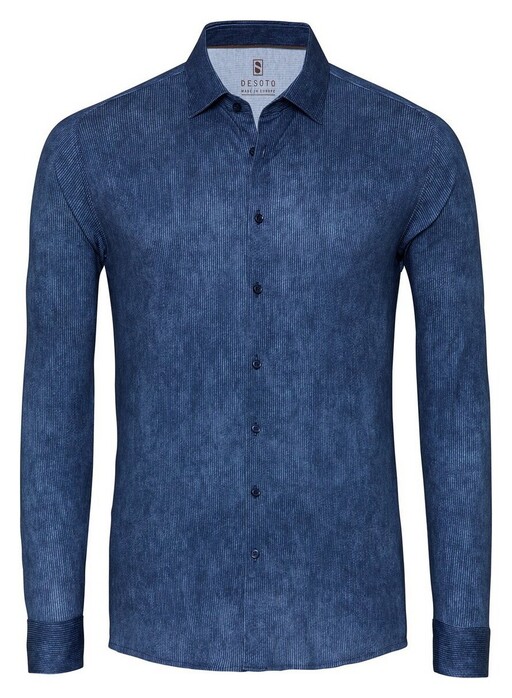 Desoto Faux-Uni Corduroy Casual Kent Overhemd Blauw