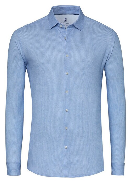 Desoto Faux-Uni Corduroy Casual Kent Overhemd Licht Blauw