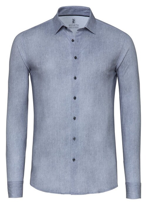 Desoto Faux Uni Denim Look Overhemd Grijs