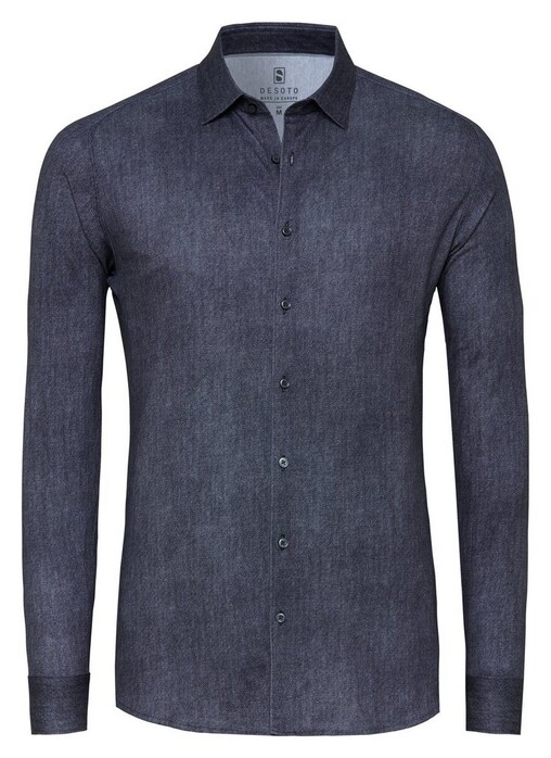 Desoto Faux Uni Denim Look Overhemd Navy