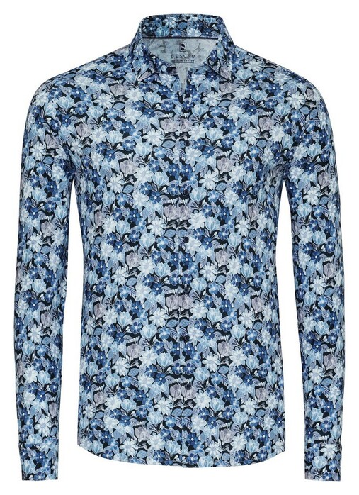 Desoto Flower Meadow Overhemd Blauw-Donker Blauw