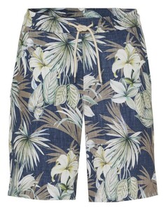 Desoto Hawaiian Flower Drawstring Short Bermuda Blue-Green