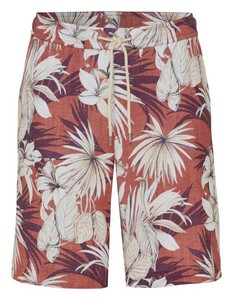 Desoto Hawaiian Flower Drawstring Short Bermuda Rood-Grijs