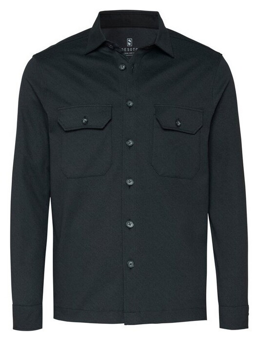 Desoto Kent Collar Twill Look Overshirt Zwart