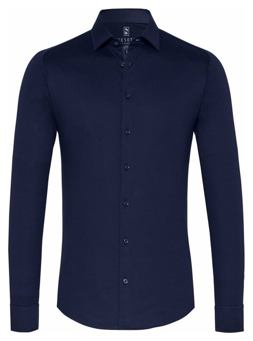 Desoto Kent Uni Solid Overhemd Navy