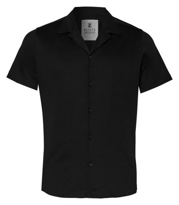Desoto Lido Collar Uni Color Cotton Overhemd Zwart