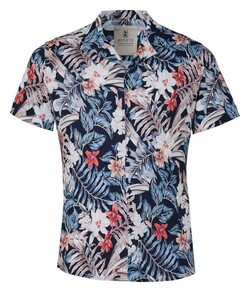 Desoto Lido Short Sleeve Allover Flower Pattern Overhemd Abrikoos-Blauw-Multi