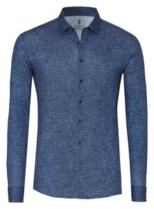 Desoto Linen Look Casual Kent Shirt Navy