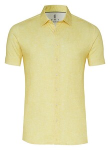 Desoto Linen Look Casual Kent Shirt Yellow
