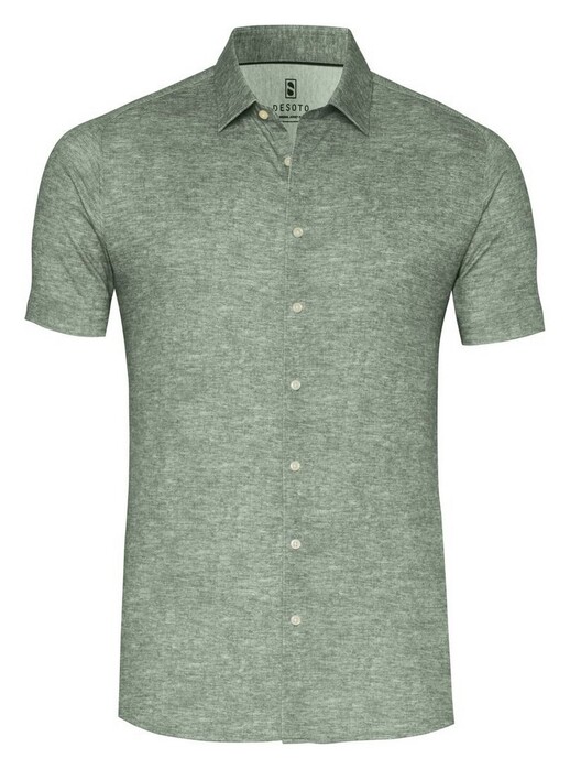 Desoto Linnen Look Casual Kent Overhemd Groen
