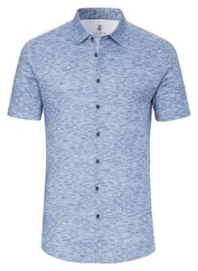 Desoto Linnen Look Short Sleeve Kent Collar Overhemd Denim Blue