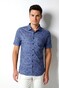 Desoto Linnen Look Short Sleeve Kent Collar Overhemd Marine