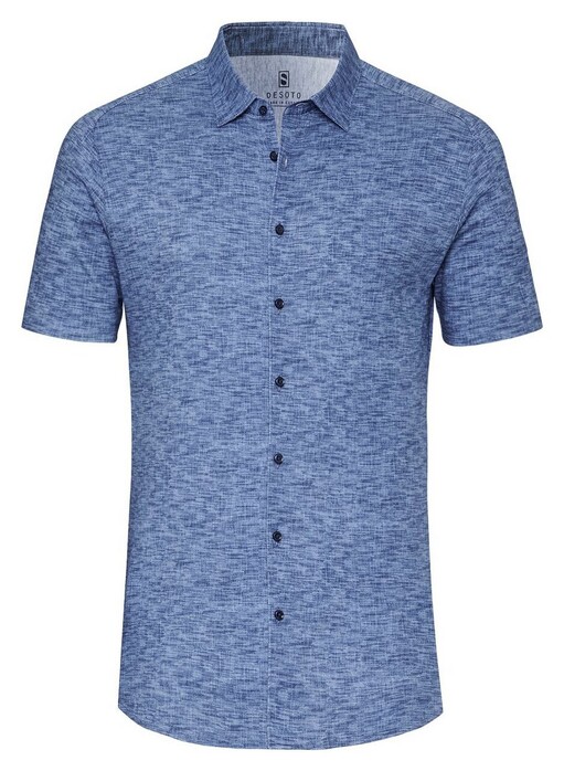 Desoto Linnen Look Short Sleeve Kent Collar Overhemd Marine