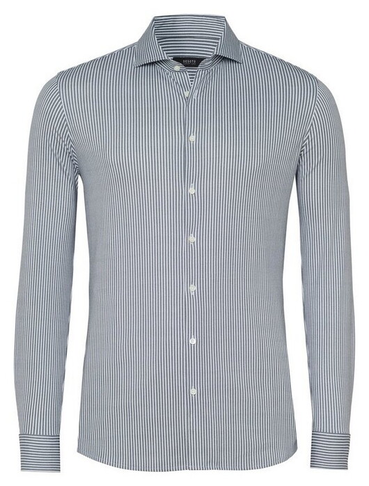 Desoto Luxury Allover Fine Structure Stripes Shirt Grey