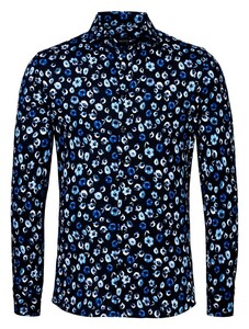Desoto Luxury Allover Flowers Pattern Shirt Dark Evening Blue