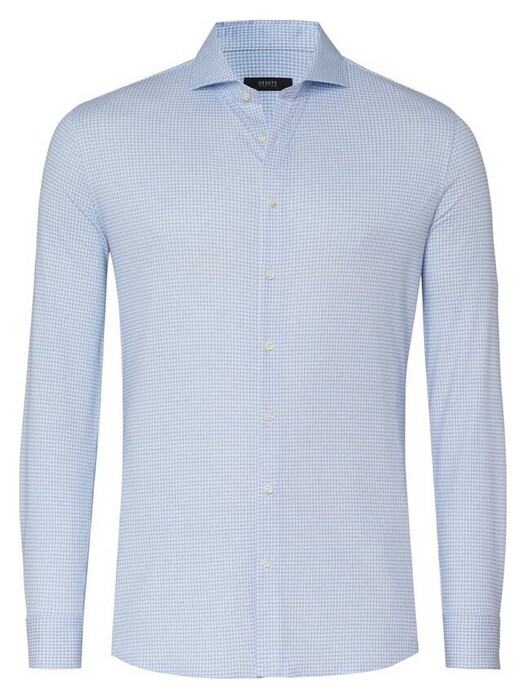Desoto Luxury Allover Mini Houndstooth Pattern Overhemd Licht Blauw