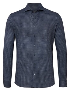 Desoto Luxury Allover V Dot Pattern Shirt Dark Blue-Beige