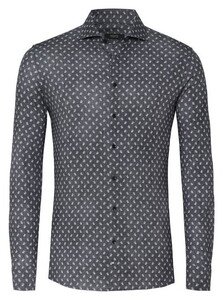 Desoto Luxury Denim Leaves Pattern Shark Collar Shirt Dark Gray