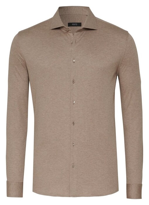 Desoto Luxury Faux Uni Cotton Mélange Overhemd Light Brown Melange