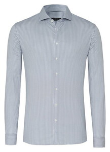 Desoto Luxury Fine Allover Structure Stripes Overhemd Donker Blauw