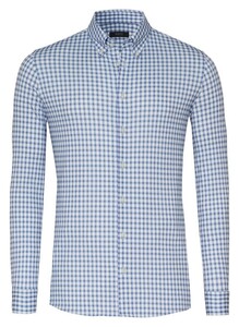 Desoto Luxury Luxury Button-Down Check Pattern Overhemd Blauw-Wit