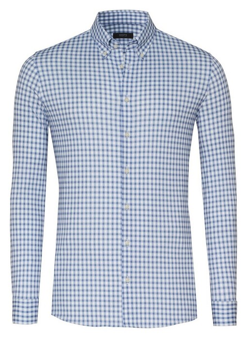 Desoto Luxury Luxury Button-Down Check Pattern Overhemd Blauw-Wit