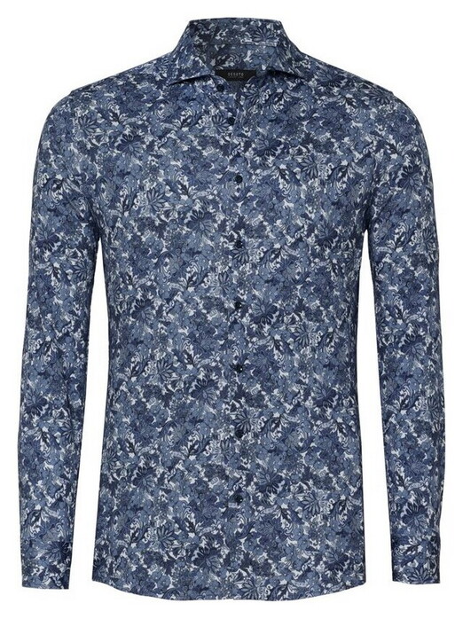 Desoto Luxury Luxury Fantasy Paisley Flowers Overhemd Donker Blauw