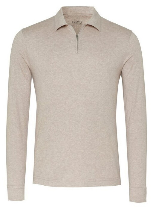 Desoto Luxury Luxury Long Sleeve Mélange Polo Beige
