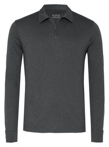 Desoto Luxury Luxury Long Sleeve Mélange Polo Donker Grijs