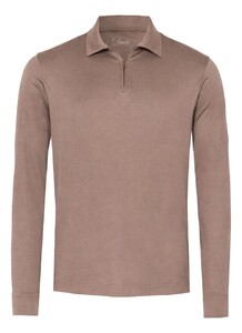 Desoto Luxury Luxury Long Sleeve Zip Polo Warm Taupe