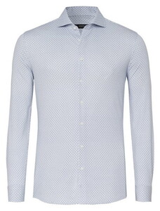 Desoto Luxury Luxury Mini Abstract Mosaic Pattern Shirt Blue