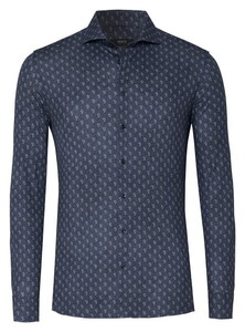 Desoto Luxury Luxury Mini Paisley Pattern Denim Detail Shirt Denim Blue