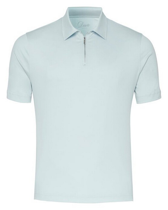 Desoto Luxury Luxury Solid Color Zip Collar Polo Aqua